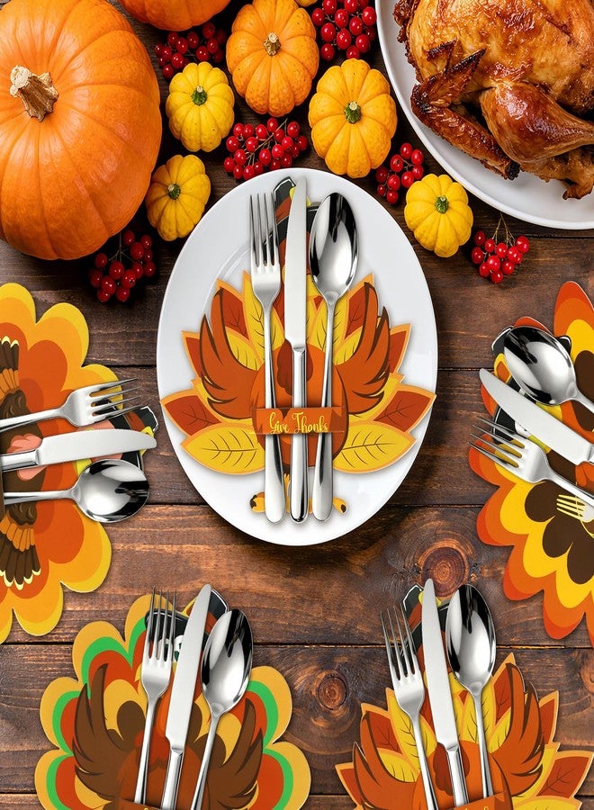 Yewfold 36 PCS Thanksgiving Cutlery Holder Thanksgiving Dinner Table Decor Set Silverware Utensil Holder for Party Supplies Friendsgiving Party Decorations (Turkey) - Image 4